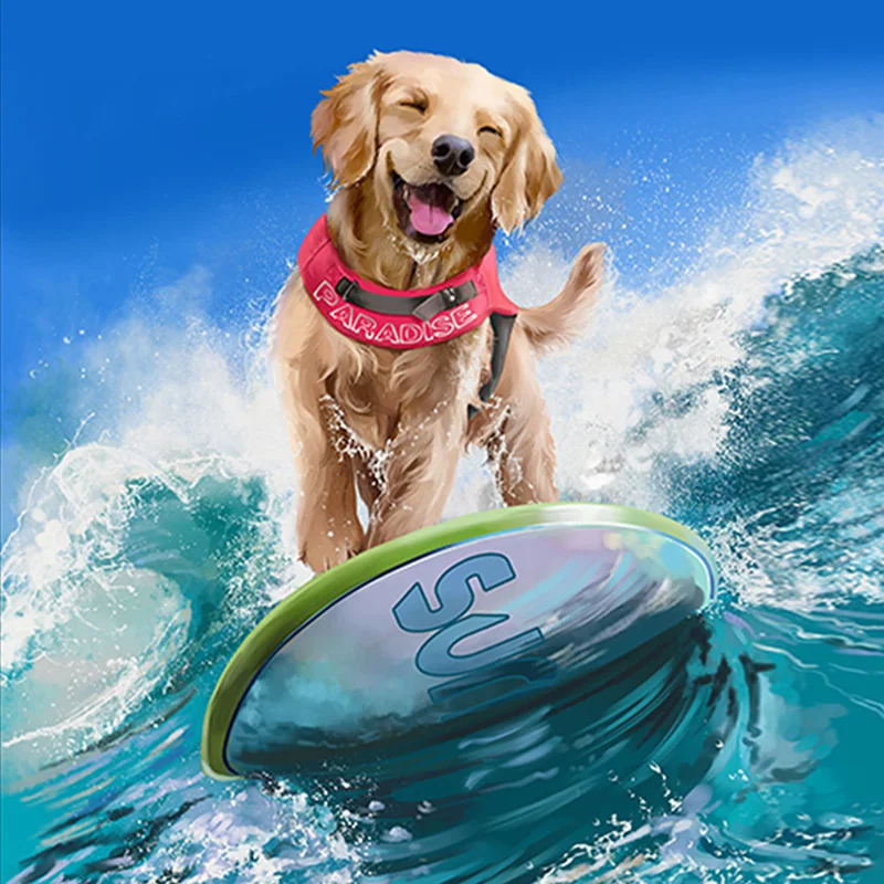 

New Arrival Sale 5D DIY Diamond Painting Cartoon Surfing Dog Cross Stitch Mosaic Diamond Embroidery Rhinestone Decor Gift