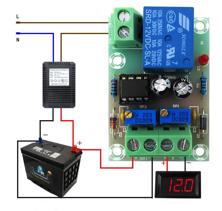 XH-M601 контроль зарядки аккумулятора 12V умное зарядное устройство автоматическая зарядка отключение питания плата управления питанием