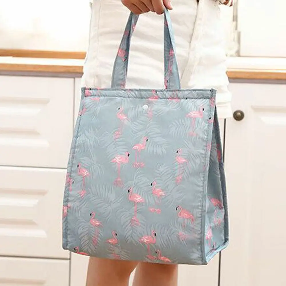 New Fresh Insulation Cold Bags Kid Thermal Oxford Picnic Lunch Bag Waterproof Convenient Leisure Bag Cute Bird Cactus Tote