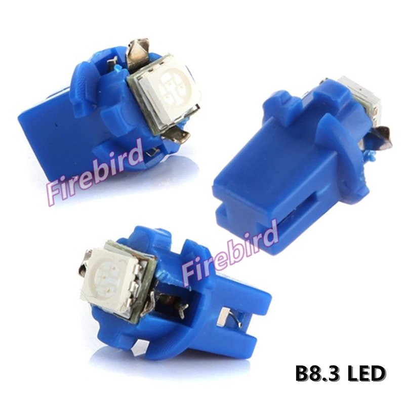 

100 x B8.3 LED instrument lights bulb 5050SMD white blue red yellow green ice blue pink dashboard warning lamp for 12V car
