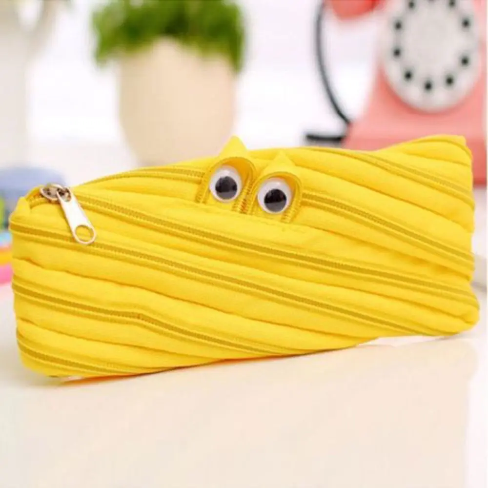 Чехол для карандашей на молнии, косметичка для макияжа, сумка для хранения, сумочка, отличная Полезная мультипликационная многофункциональная сумка - Цвет: Цвет: желтый