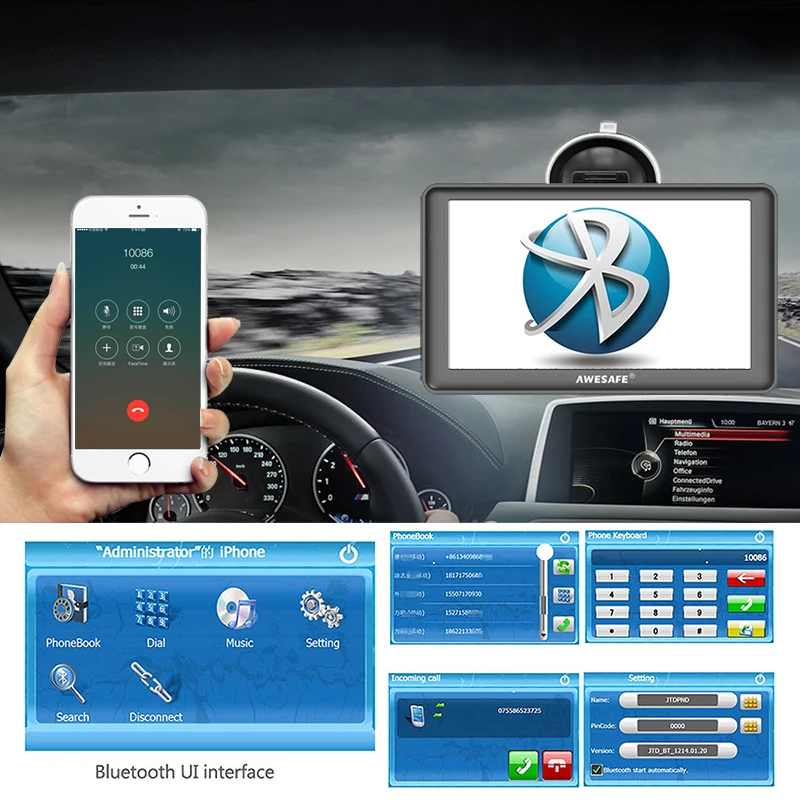 AWESAFE 7 дюймов gps навигатор для машины навигации Bluetooth AVIN 3D бесплатное обновление