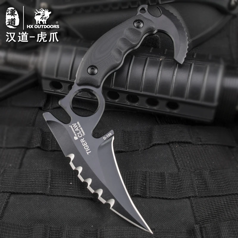 HX на открытом воздухе Походные ножи Karambit Ножи, D2 лезвие G10 ручка, 58HRC, спасения Охота выживания kinves EDC Инструменты с k оболочки