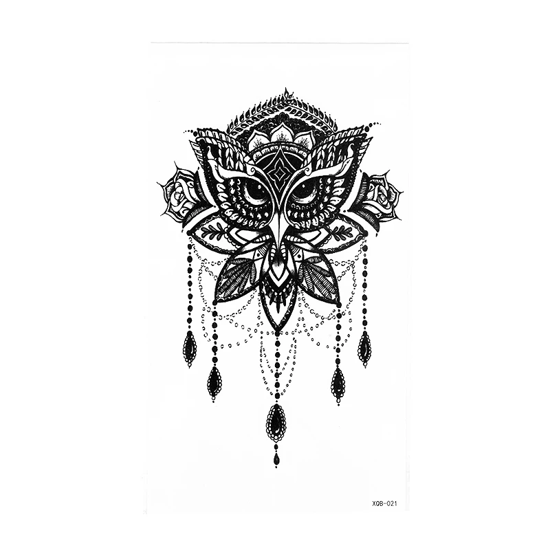 1 шт. черная водостойкая Татуировка Сова|tattoo sticker|waterproof tattoo stickerhenna temporary tattoos |