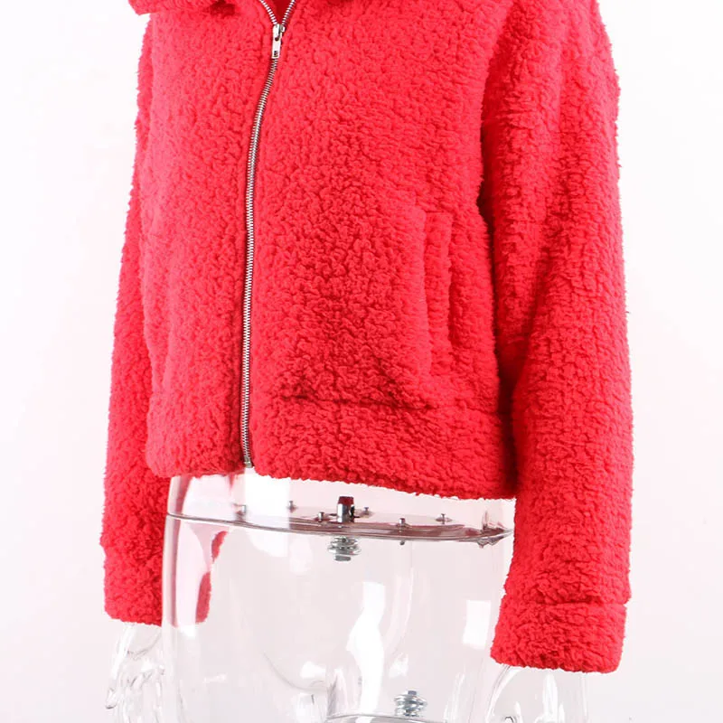 Nadafair плюшевое пальто женское зимнее пальто из искусственного меха толстого размера плюс пушистые карманы плюшевая куртка Женская Осенняя верхняя одежда