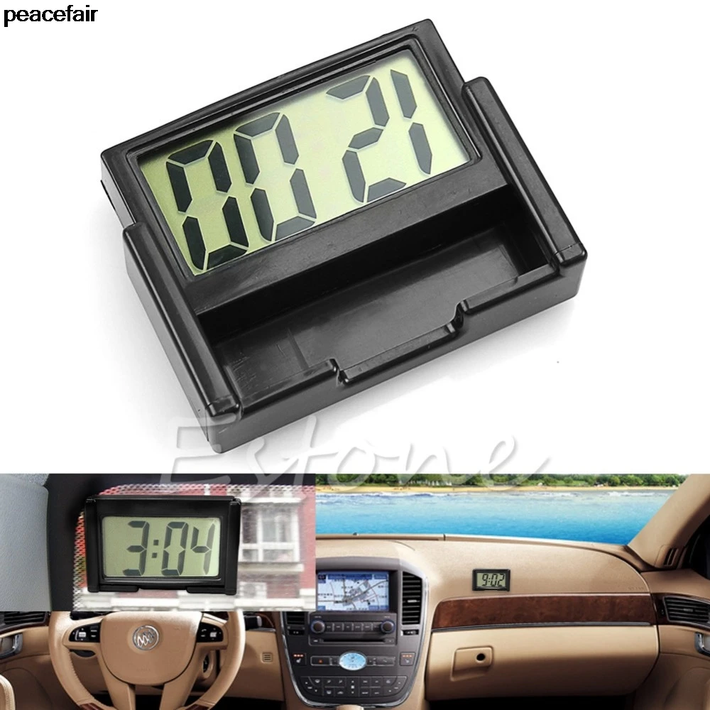

peacefair Interior Car Auto Dashboard Desk Digital Clock LCD Screen Self-Adhesive Bracket