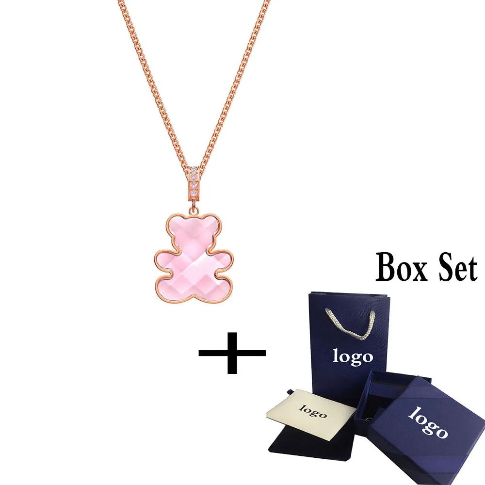 

SWA RO 2019 Pop Charm Original New 5409512 Teddy Pendant Romantic Charming Bear Shape Crystal Female Engagement Jewelry Gift Set