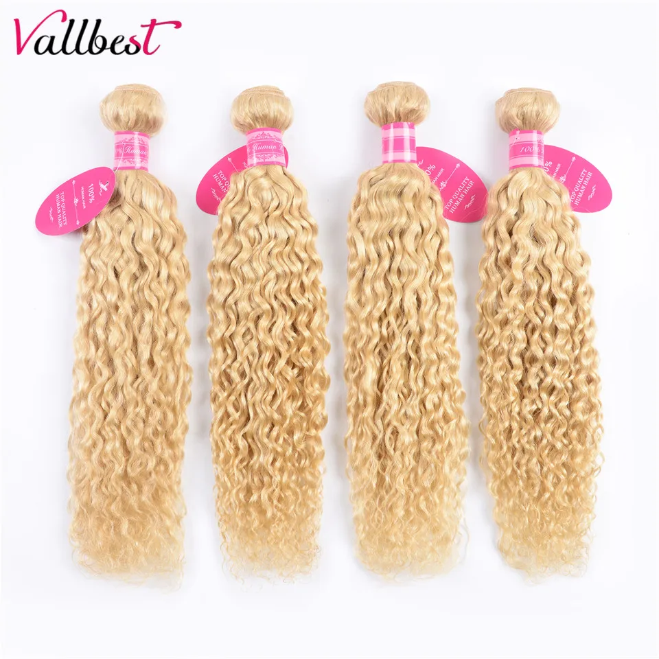 

Vallbest 613 Bundles Brazilian Water Wave Hair Extension 4 Bundles 100% Human Hair Weave Blonde Bundles 100g/Piece Remy Hair