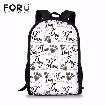 

FORUDESIGNS School Bags for Teenager Girls Dog Bone Paw Printing Shoulder Bag Students Schoolbag Mochila Escolar Kids Bookbag