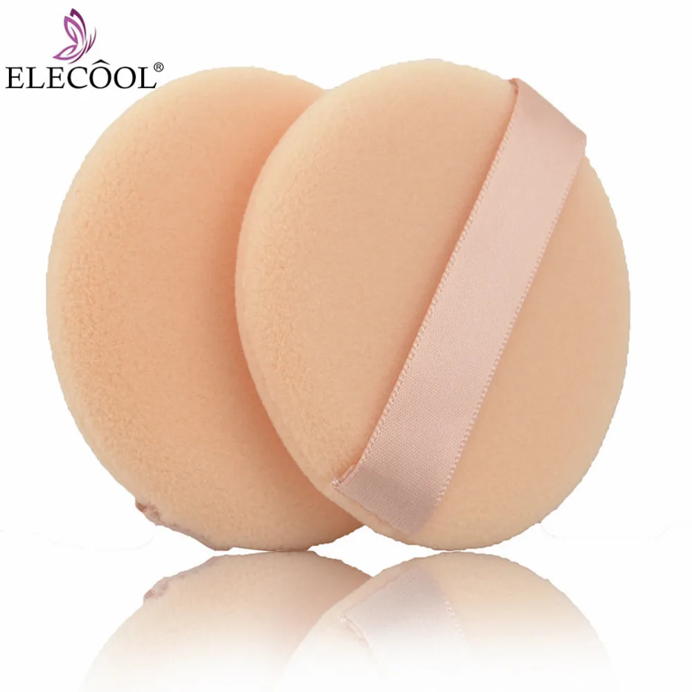 

ELECOOL 2pcs Pro Round Velour Face Powder Puff Cosmetic Puff Makeup Sponges Beauty Powder Puff Makeup Foundation Tool Maquiagem
