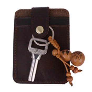 

THINKTHENDO Men Leather Bus Bank ID Card Holder Key Holder 2020 New Business Credit Card Cover Case for Men Coffee Brown