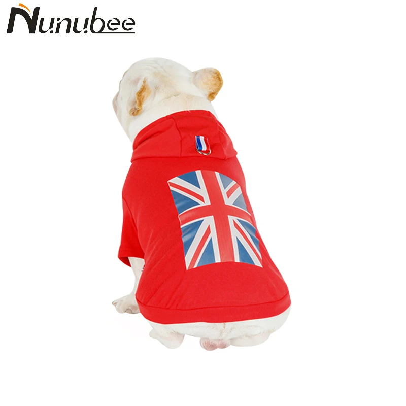 Nunubee British Flag Dog Clothes Hoodies French Bulldog Dogs Pets