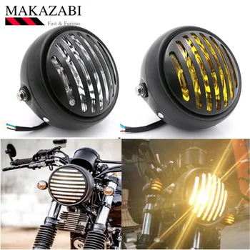 

Motorcycle Headlight Black Metal Retro Halogen Front Light 12V Fits For CG125 GN125 CB CL Yamaha Suzuki Cafe Racer Bobber Custom