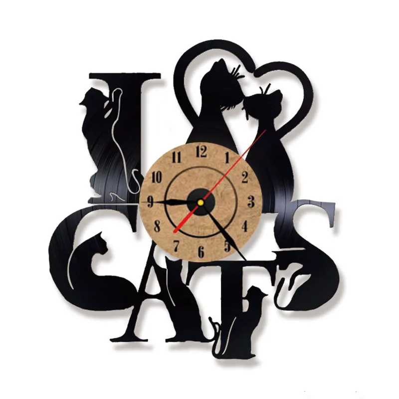 I Love Cats Record Wall Clock Vintage Vinyl Clock Kitten Art Unique Decorative Clock 3D Hanging CD Wall Clock 7 Cats I Love Cats Record Wall Clock Vintage Vinyl Clock Kitten Art Unique Decorative Clock 3D Hanging CD Wall Clock 7 Cats
