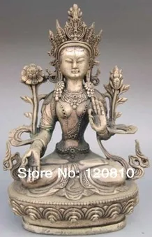 

Tibetan Silver Wish Fulfilling White Tara Buddha Statue