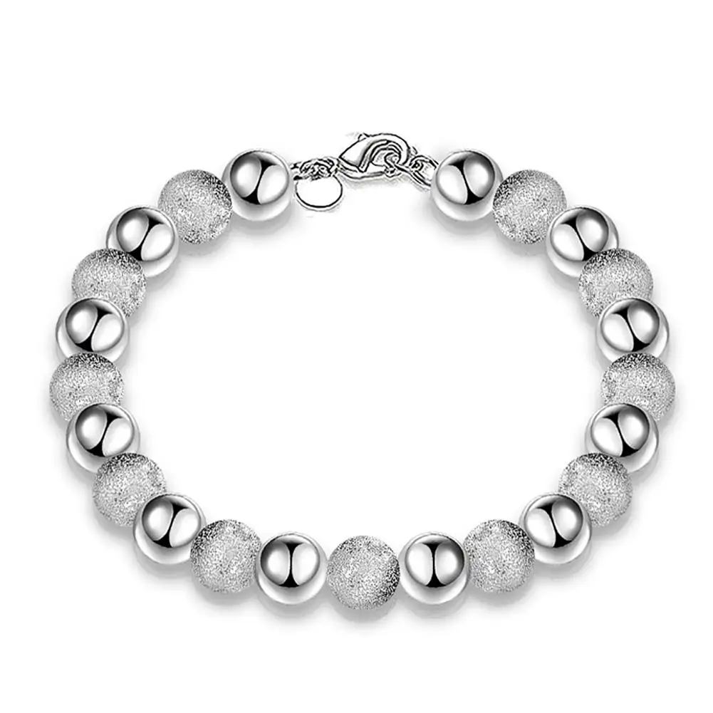

Women Fashion 8mm Glossy Embossed Beaded Bracelet Bangle Jewelry Wrist Decor