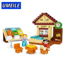 UMEILE 56 pcs Cidade Casa Amigo Figura Building Block Diy Loja de Tijolo Brinquedos Do Bebê Educacional Compatível Com Duplo Presente