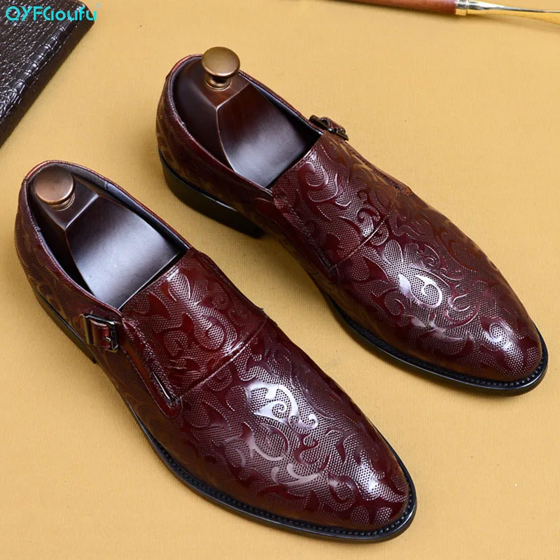 

QYFCIOUFU Brand Fashion Oxford Shoes For Men Pattern Painting Male Genuine Leather Shoe Formal Wedding Office Men's dress shoes