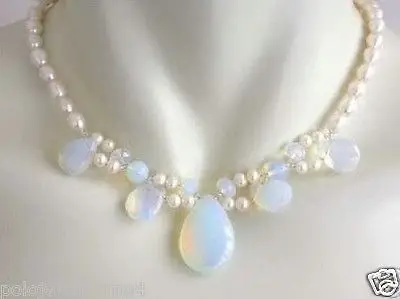 

DD Wholesale new FireOpal and FreshWater Pearl Cluster Necklace