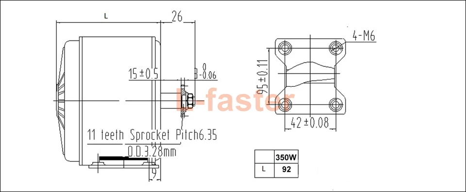 Perfect 24V36V 350W Small Electric Motor Without Gearbox Scooter 25H Chain Drive With Chain wheel And Freewheel Upgrade Electric Bicycle 7