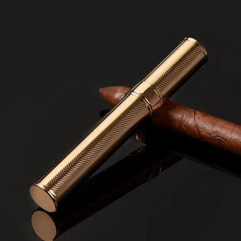 

Pure Copper Humi-Savor Travel Cigar Tube Case One Holder Portable Cigar Humidor W/ Built-in Humidifier Gift Box