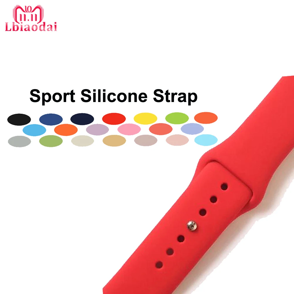 Goedkoop Sport Siliconen Band Voor correa Apple Horloge band 42mm 38mm 40mm 44mm iwatch serie 4 3 2 1 horlogeband armband pols zachte riem