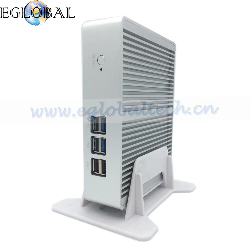 Безвентиляторный мини ПК ITX компьютер Intel Core i3 4005U Haswell 4 Гб RAM 128 SSD серебристый