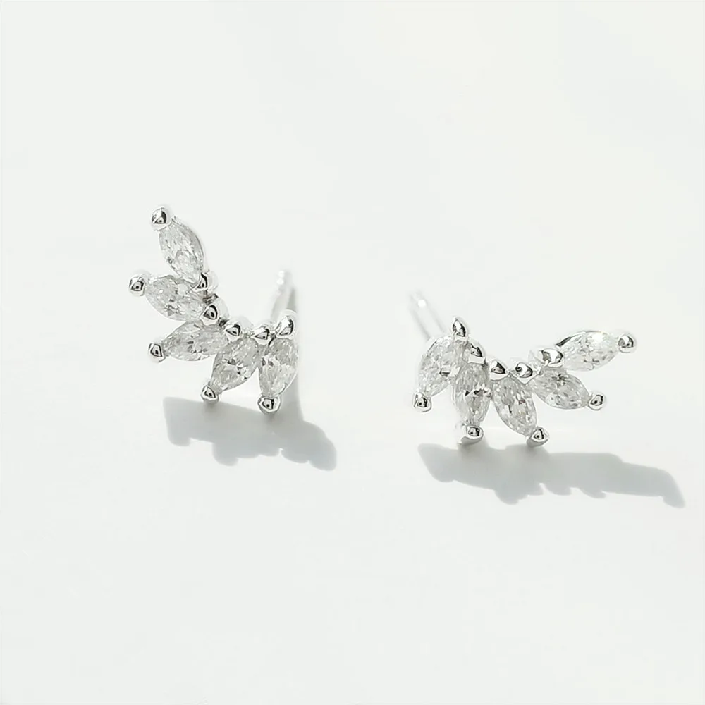 leaf cz earring 100% 925 Sterling silver Jewelry fashion Hypoallergenic Stud earrings for women gift