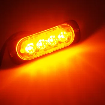

Super Thin 24V 12V 4 LED Vehicle Truck Car Side Tail Warning Light Waterproof Maker Strobe Flashing Lights Yellow Red Blue White