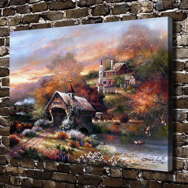 A1591 James Lee Old Mill Creek Landscape,HD Canvas Print Home A1591 James Lee Old Mill Creek Landscape,HD Canvas Print Home decoration Living Room Bedroom Wall pictures Art Scenery painting - A1591 James Lee Old Mill Creek Landscape,HD Canvas Print Home