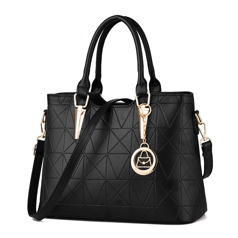 Occident Style Gorgeous Women Simple font b Handbag b font Embossed PU Leather Geometric Plaid Fashion