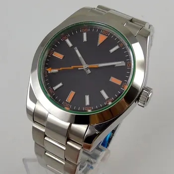 

40mm Sterile Time Watch Black Dial Saphire Glass Automatic Men's Watch Auto Movement