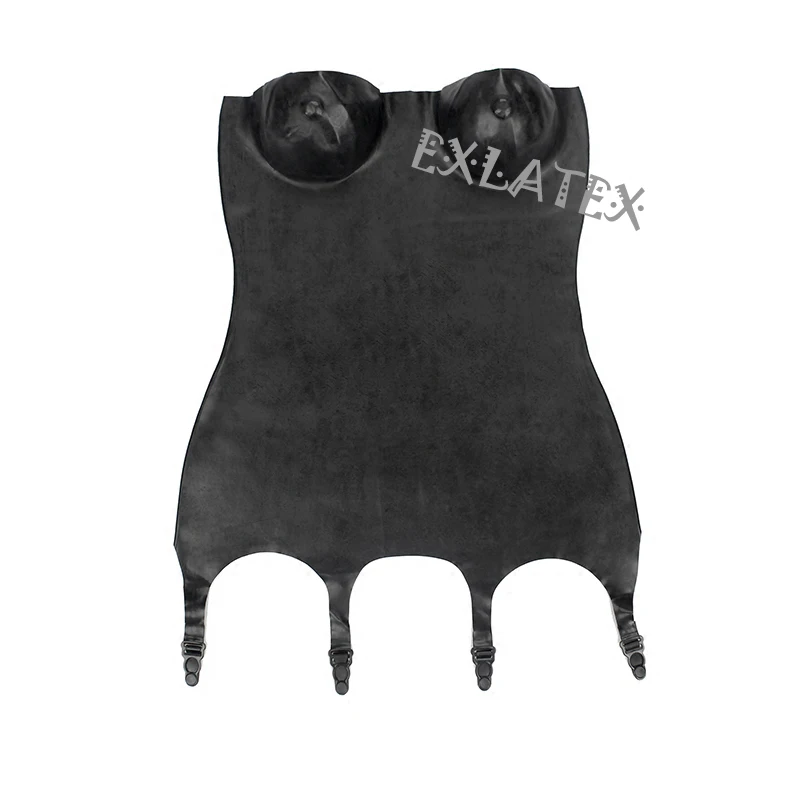 Latex Garter Women Goth bdsm Bondage Black Latex Rubber Corset with Suspenders Belt with Clips Body Harness (1)