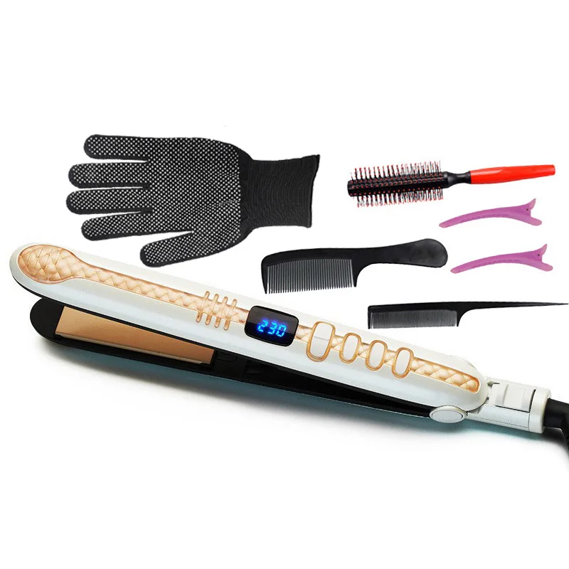 

Professional Electronic LCD Hair Straightener Irons Adjustable Temperature Portable Ceramic Flat Straightening Styling Tools