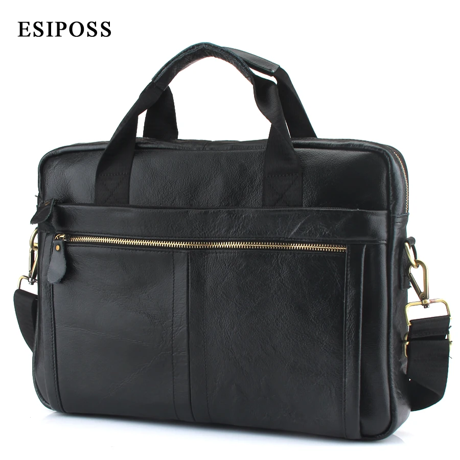

ESIPOSS New men's Genuine leather briefcase men's fashion shoulder bag large-capacity handbag leisure travel bag computer bag