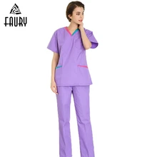 Летняя женская одежда, униформа медсестры, одежда с коротким рукавом, доктор, стоматологическая клиника, салон красоты, модный дизайн, облегающий крой