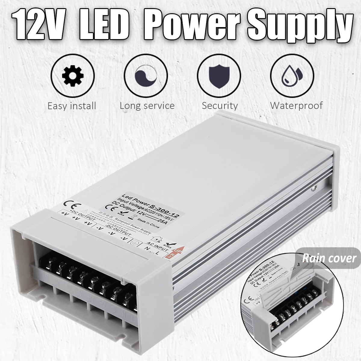 

Power Supply LED Driver AC 110-220V to DC 12V 48/60/72/100/120/150/180/200/240/300/360/400W LED Adapter Light Transformer