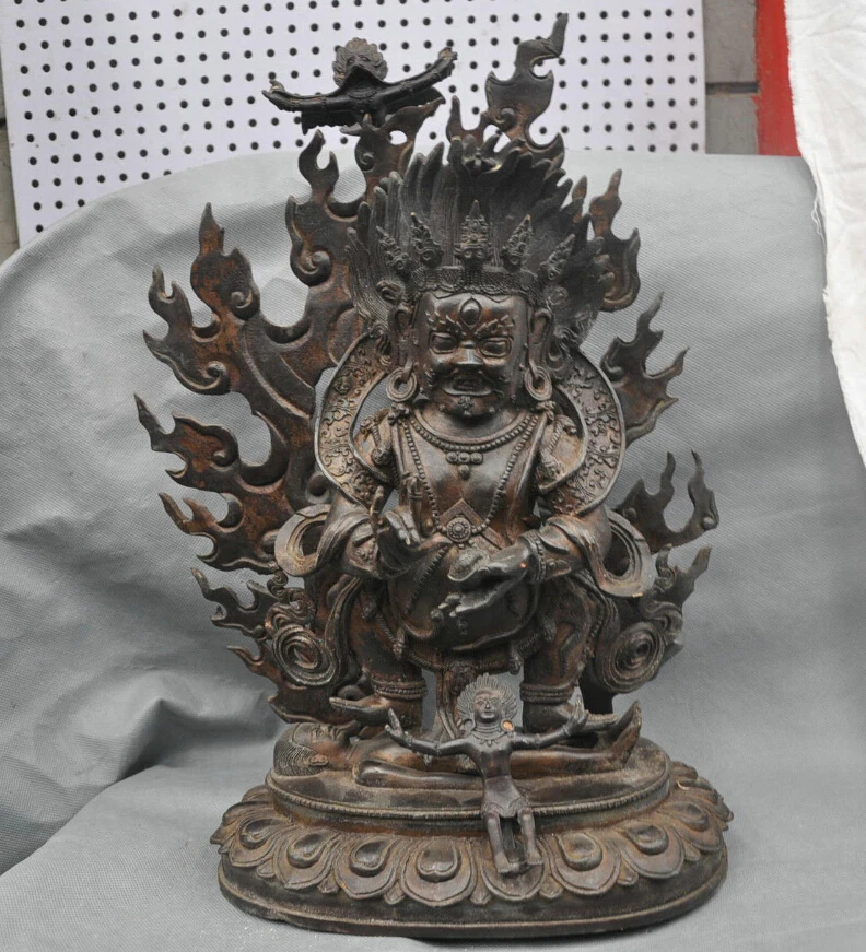 

17" China Tibet Tibetan Buddhism Tantra Mahakala Buddha Bronze Statue