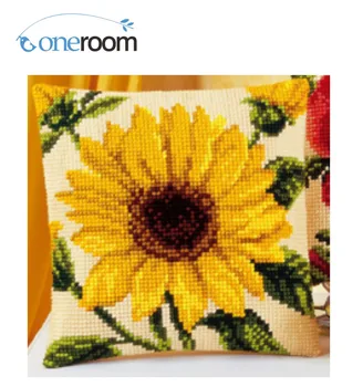 

n3th CX0089 Sunflowers DIY Acrylic Yarn Embroidery Pillow Tapestry Canvas Cushion Front Cross Stitch Pillowcase