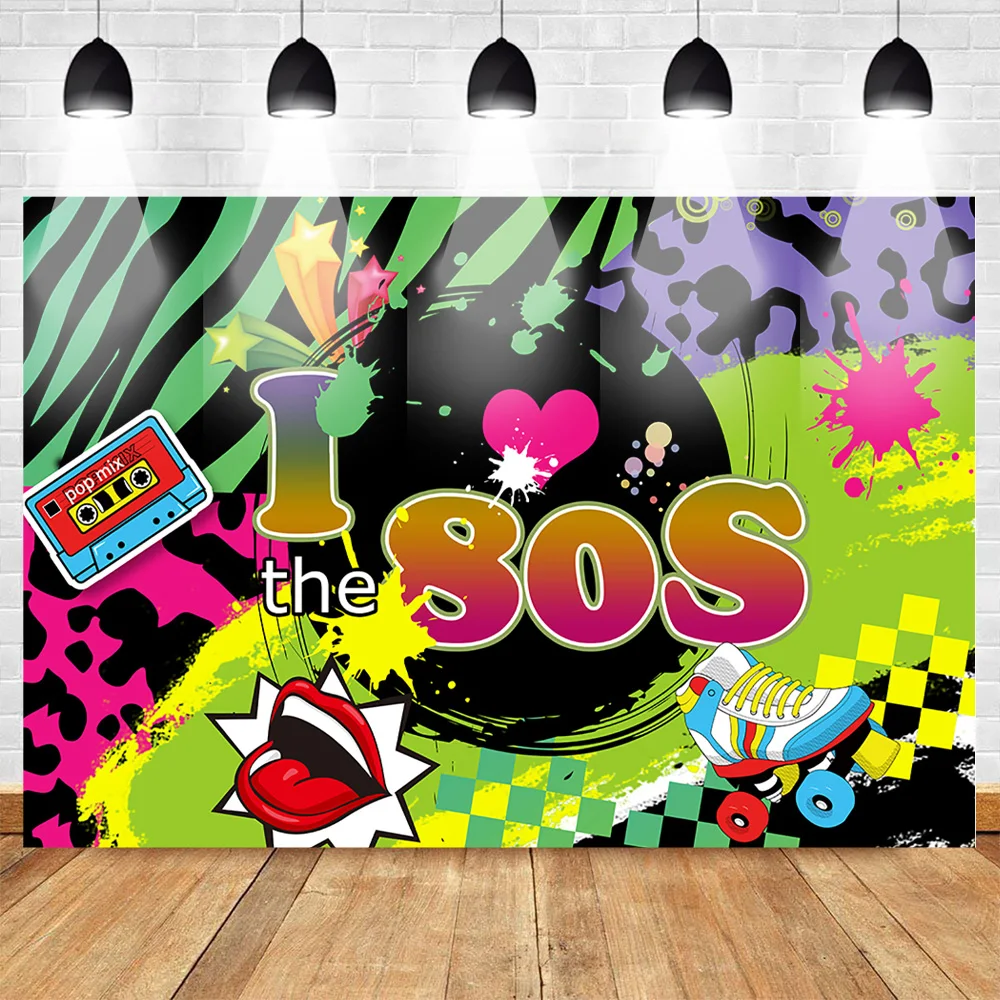 

Mehofoto 80s Theme Photography Backdrops Birthday Back to 80s Party Poster Background Graffiti Roller Skates Hip Hop Photophone