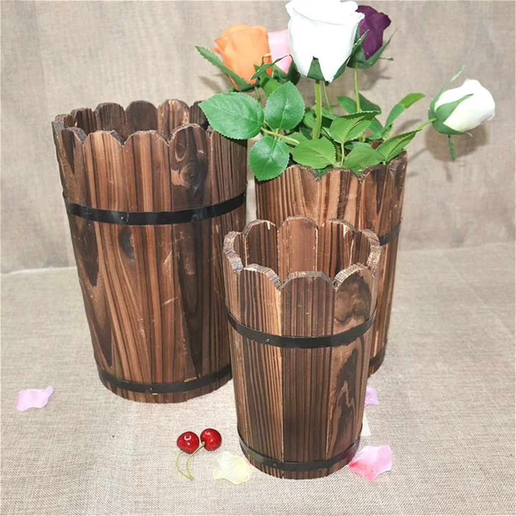 Vintage Wood Planter Box Garden Yard Flower Succulent Container Plant Pot For Office Hopping Mart Hotel Bar Balcony Home Garden 