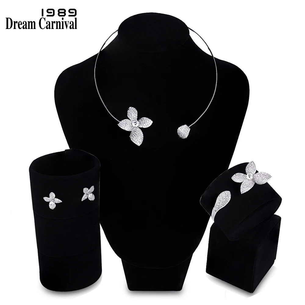 

DreamCarnival1989 Grand Luxury Accessories Zircon Crystals Butterfly Pendant Wedding Party 3 pieces Choker Earrings Set SN04546