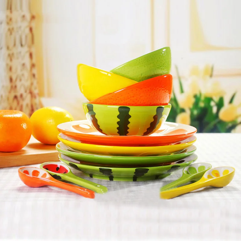 Ceramics Watermelon Fruit Bowl Dessert of Rice Spoon Creative Tableware
