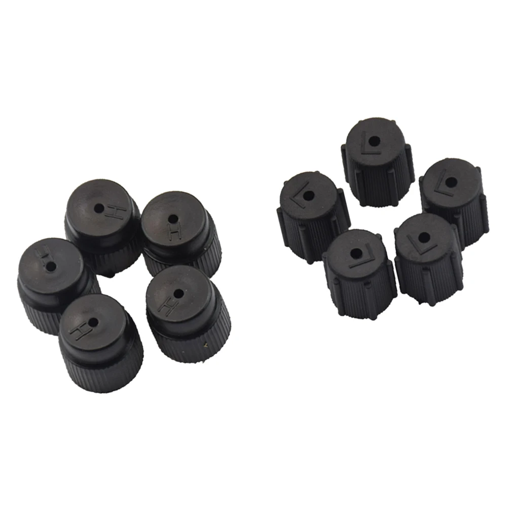 10 Pieces Car R134a 5 Low 13mm &amp High 16mm Air Conditioning Service AC Charging Port Cap Universal Black |