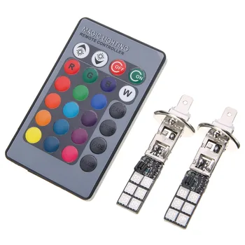 

2pcs RGB H1 5050 12LED Car Fog Driving Light Tail Brake Lamp With Remote Controller Car Lights LED Bulbs Reading Lights