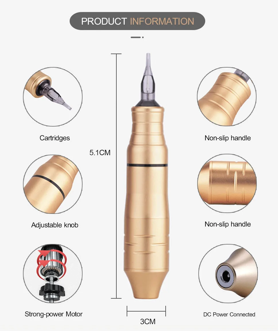 Профессиональная татуировка роторная ручка Гибридный Перманентный макияж тату машина для тела татуировка художника бровей губ Мощный Тихий мотор питания
