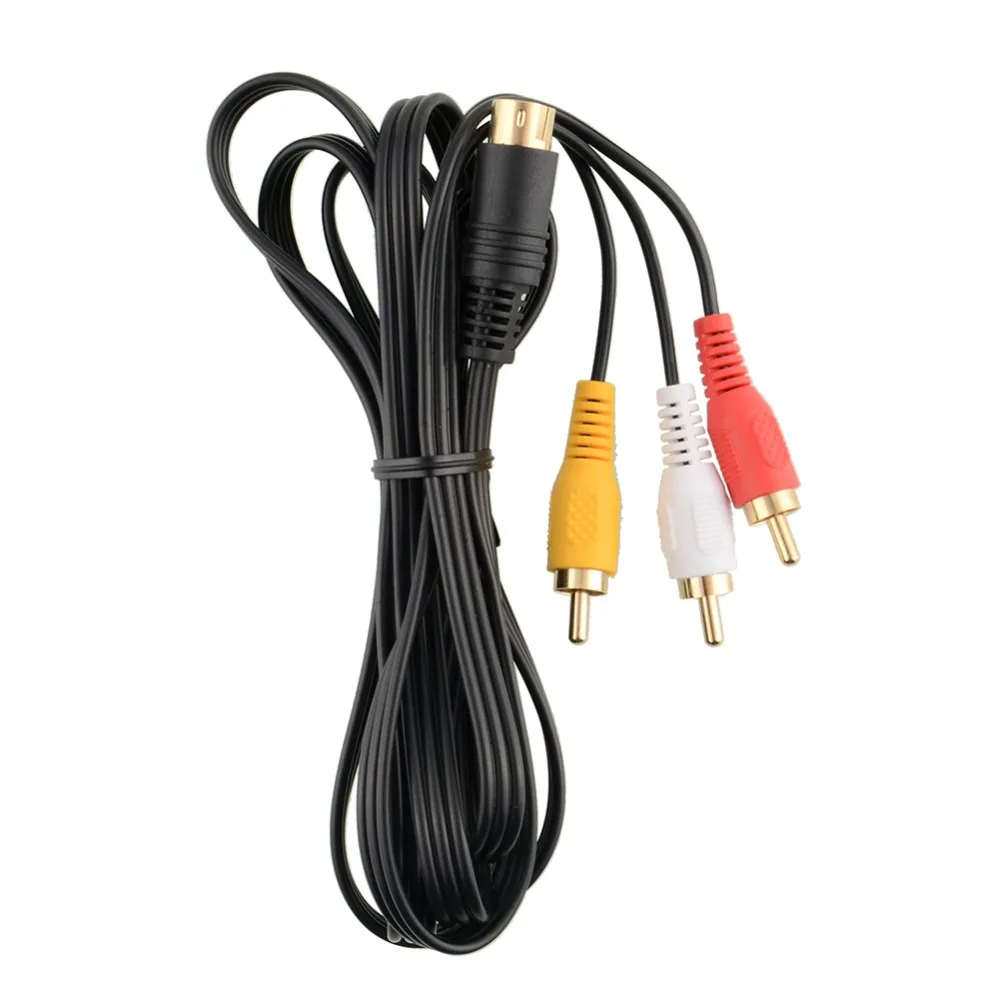 1x-Audio-AV-A-V-RCA-Cable-Cord-Black-For-Sega-Saturn-Retro-Bit-10-Pin