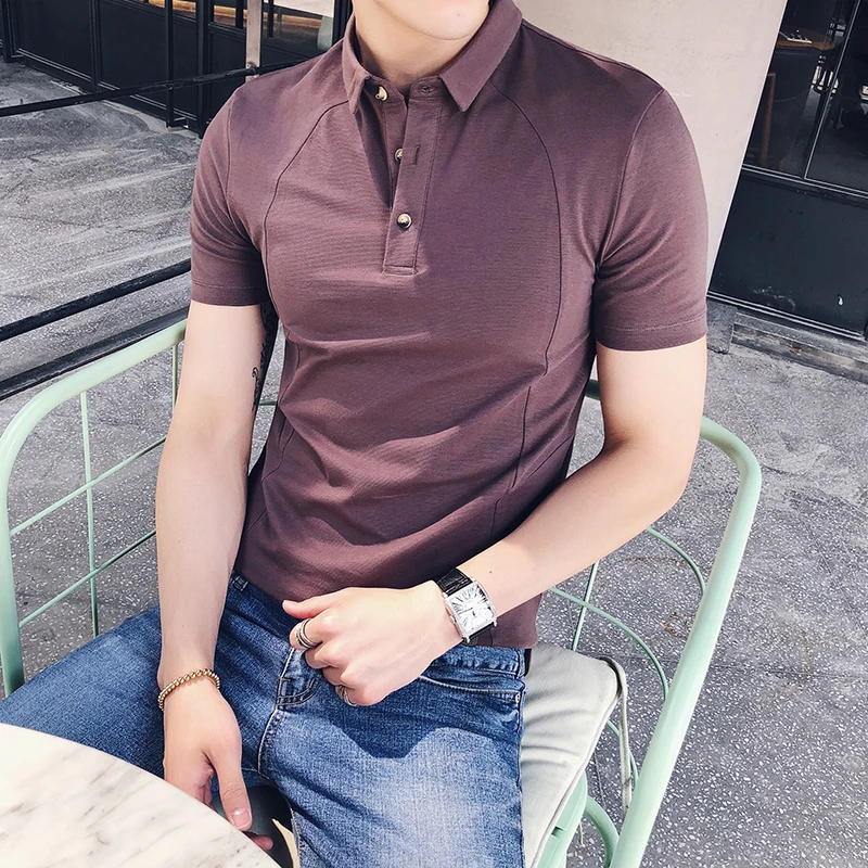 Nueva camisa Polo de lujo con diseño de telas combinadas para hombre, Polo informal de algodón para polos de manga corta de cantidad para -