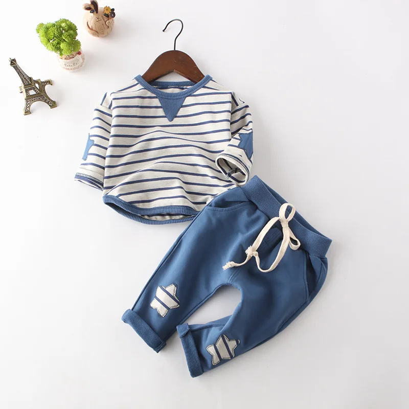 

Boys Clothing Sets New Fashion Autumn Winter Suits Boys Clothes Striped T-shirt + Solid Pants 2PCS Sets Casual Children Suits