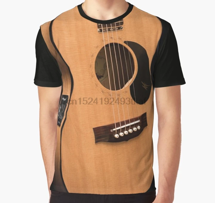 

All Over Print 3D Tshirt Men Funny T Shirt Maton Mini Acoustic Guitar Graphic T-Shirt